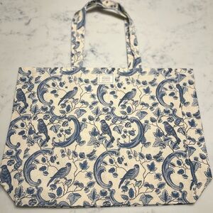 Sézane x Antoinette Poisson Blue Birds and Cream Tote Bag
